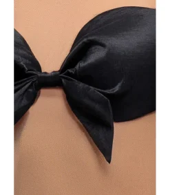 Goddiva Tanktop “Nude Mesh Sleeveless Taffeta Bow Top” black