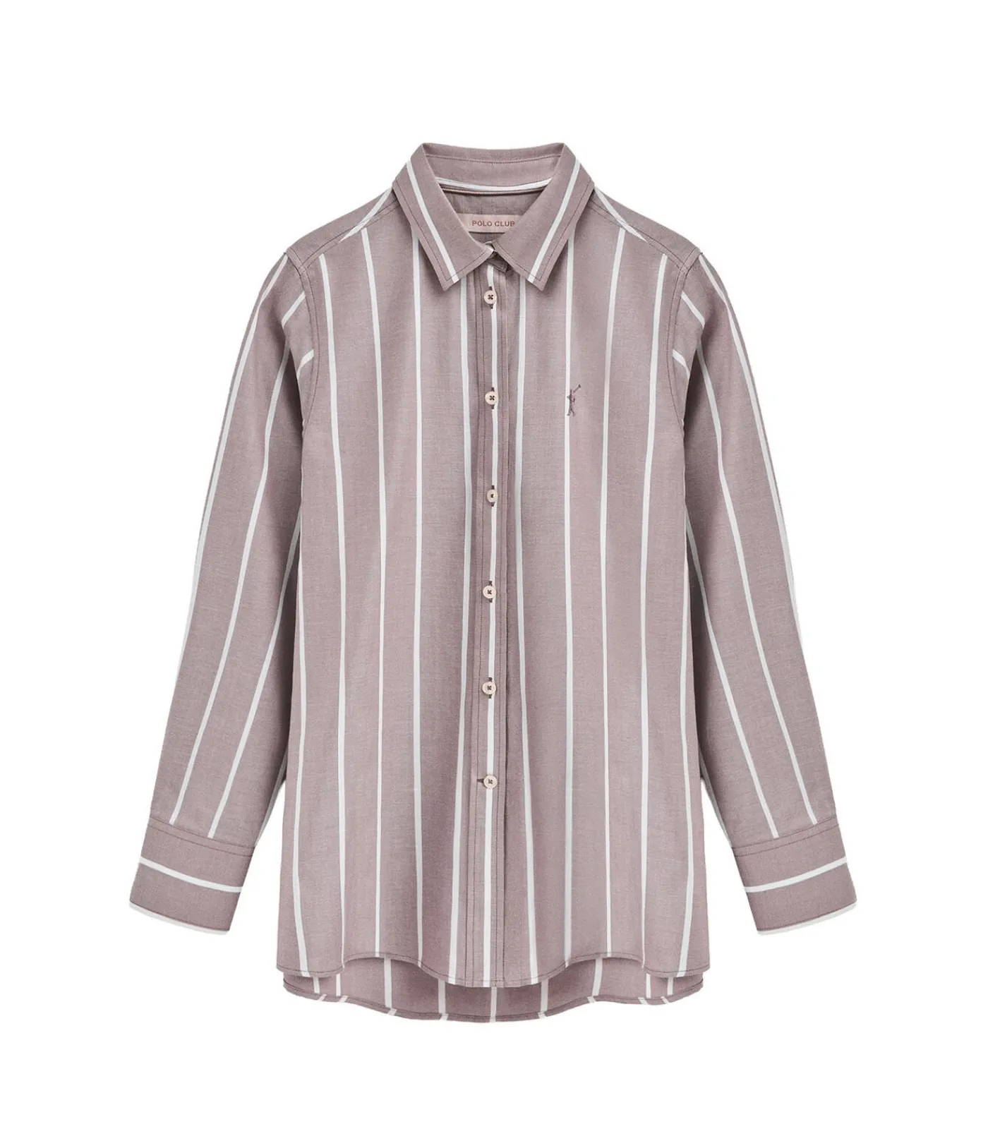 Polo Club -roze gestreept hemd met relaxed fit en Rigby Go-logo taupe Clearance