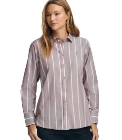 Polo Club -roze gestreept hemd met relaxed fit en Rigby Go-logo taupe Clearance