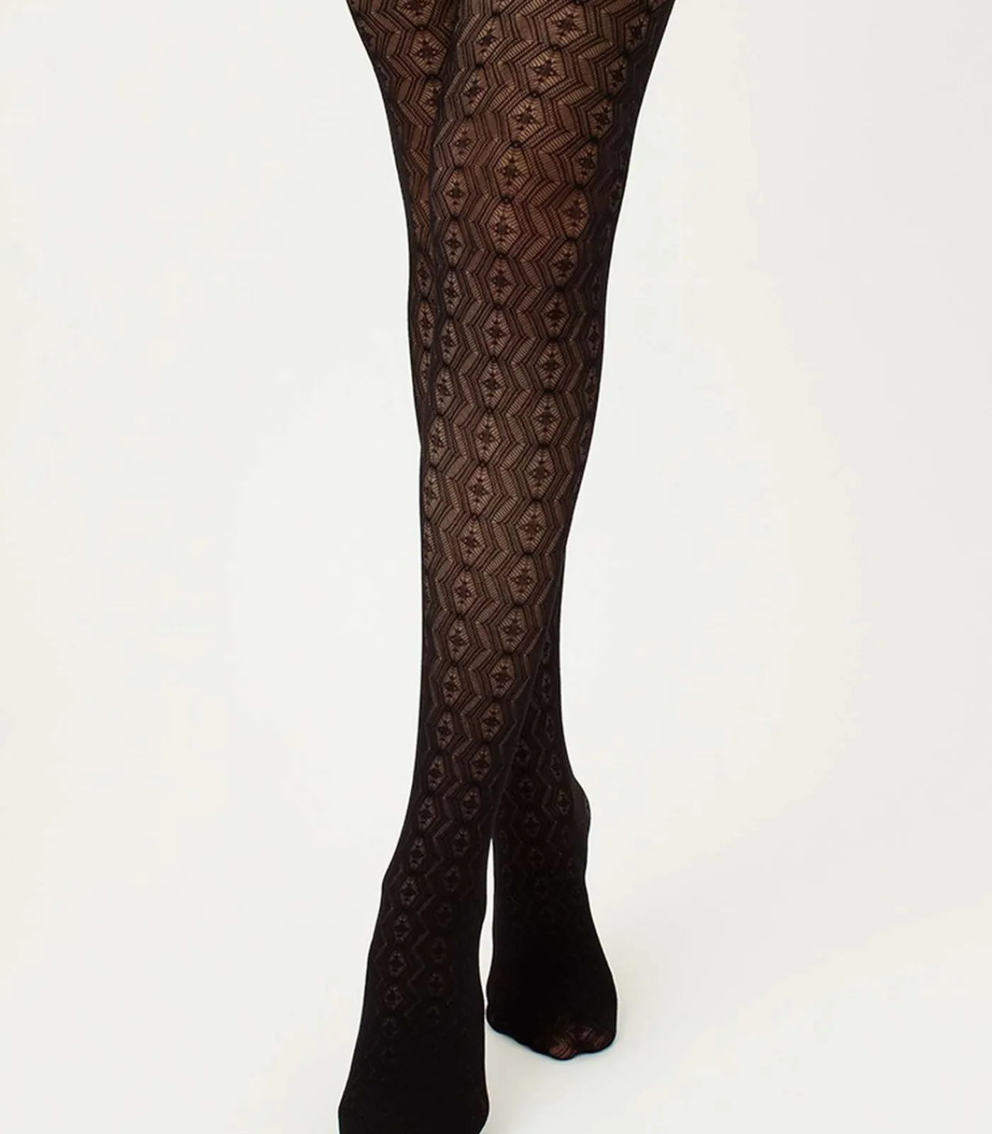 Giulia Tissue 20den Netpanty met geometrisch patroon - Zwart - S black Discount
