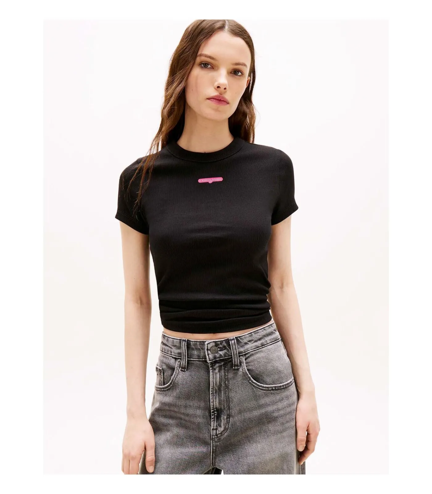 Tommy Jeans Tjw Slim Script Label Ss Tee Ext black Best