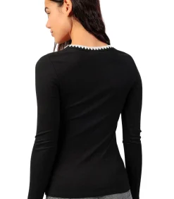 ADMAS Top met lange mouwen en ronde hals Canale Contraste black Best