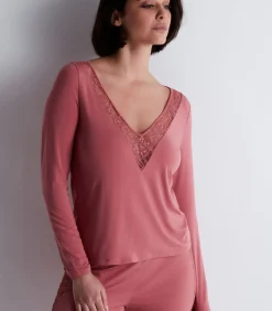 Aubade Top met lange mouwen Lazy Days pink Outlet