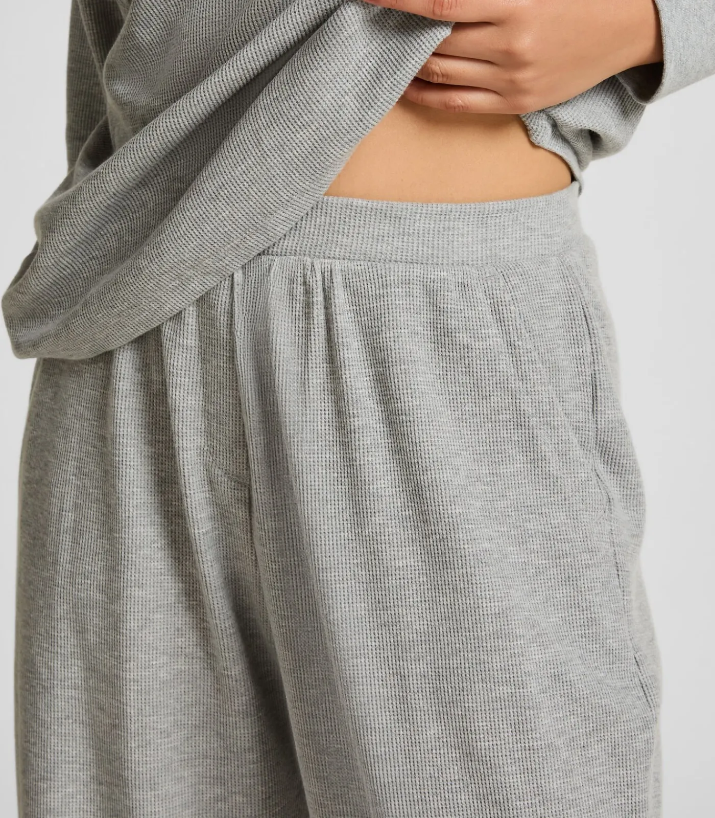 Hunkemöller Top van wafelstof Henley gray Best
