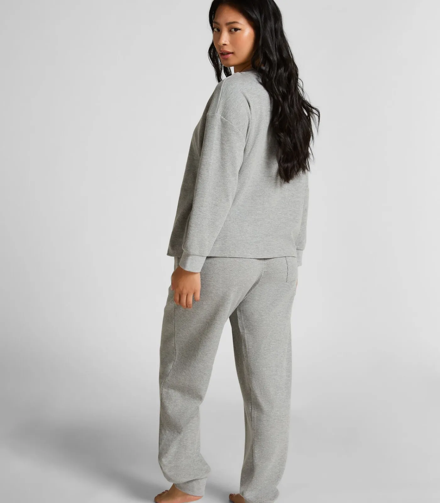Hunkemöller Top van wafelstof Henley gray Best