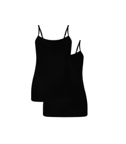 Bamboo basics topje 2 pack seamless knitted spaghetti top black Online