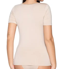 LUNA Topje met slipe mouwen Micro Touch beige Online