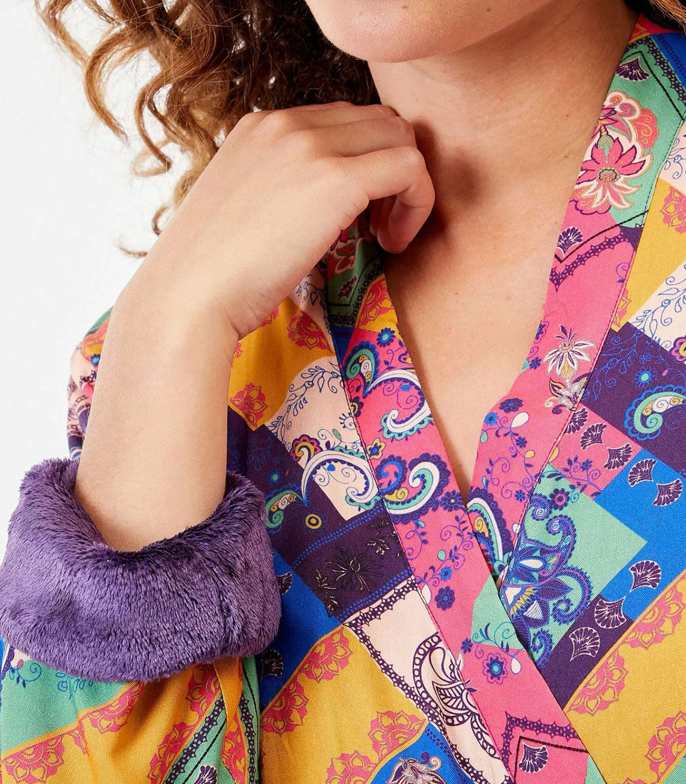 La Fiancée TOUDOU met fleece gevoerde kimono lightPink Outlet