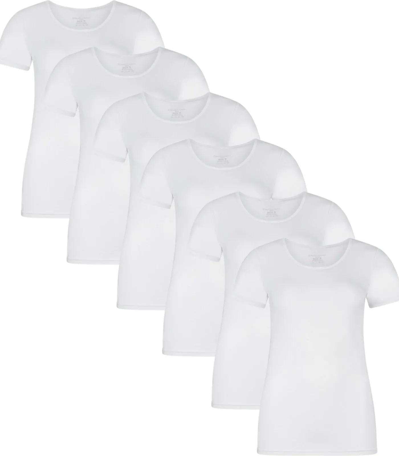 Bamboo basics T-shirt KATE Set van 6 white Best