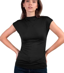 ADMAS T-shirt met slipe mouwen en opstaande kraag Frunces black Best