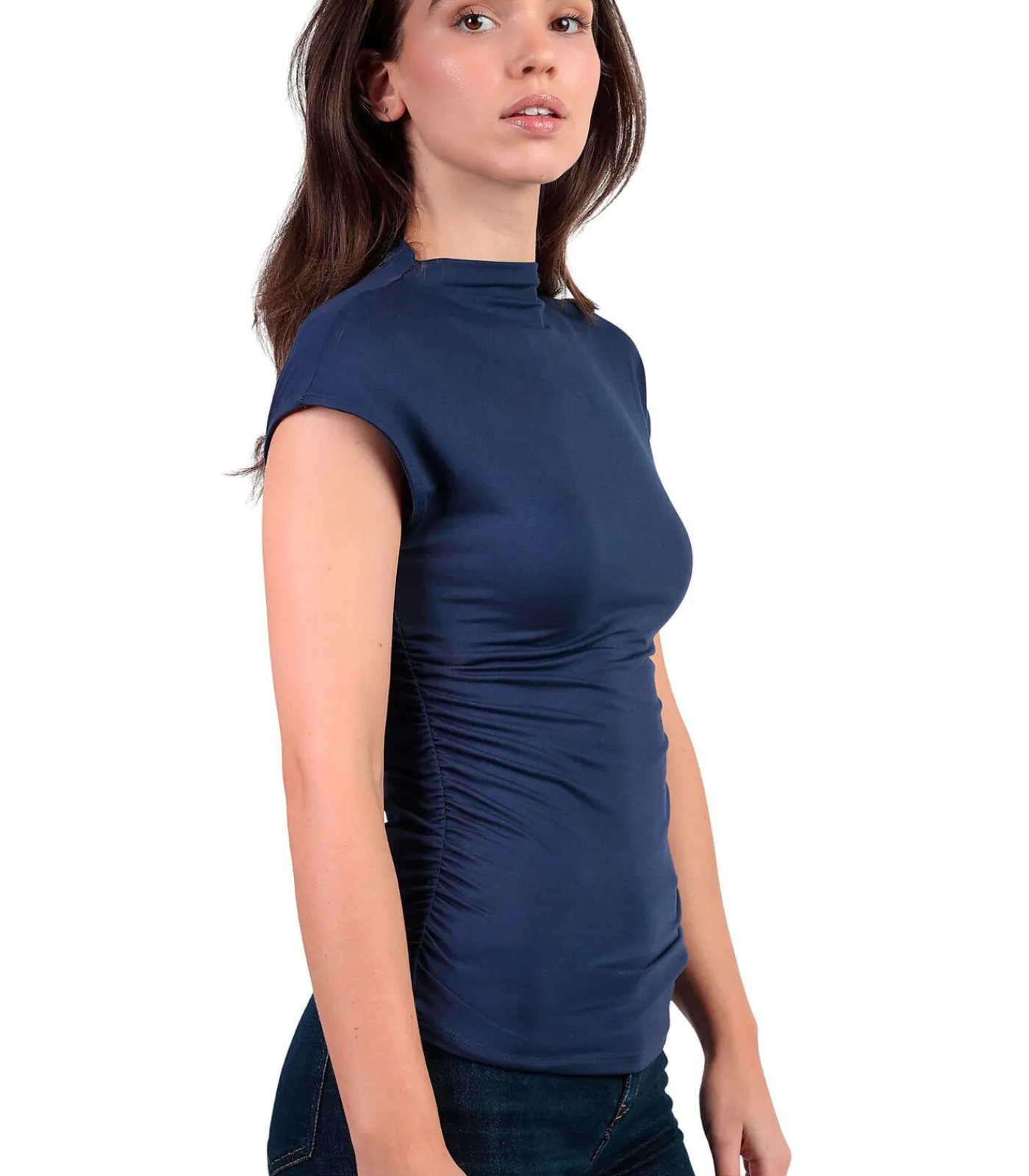 ADMAS T-shirt met slipe mouwen en opstaande kraag Frunces blue Outlet