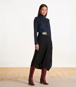 La Fée Maraboutée T-shirt zwart en blauw in jacquard met print en lange mouwen black Discount