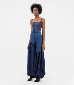ÚCHÈ Tweekleurige denim broek blue Hot