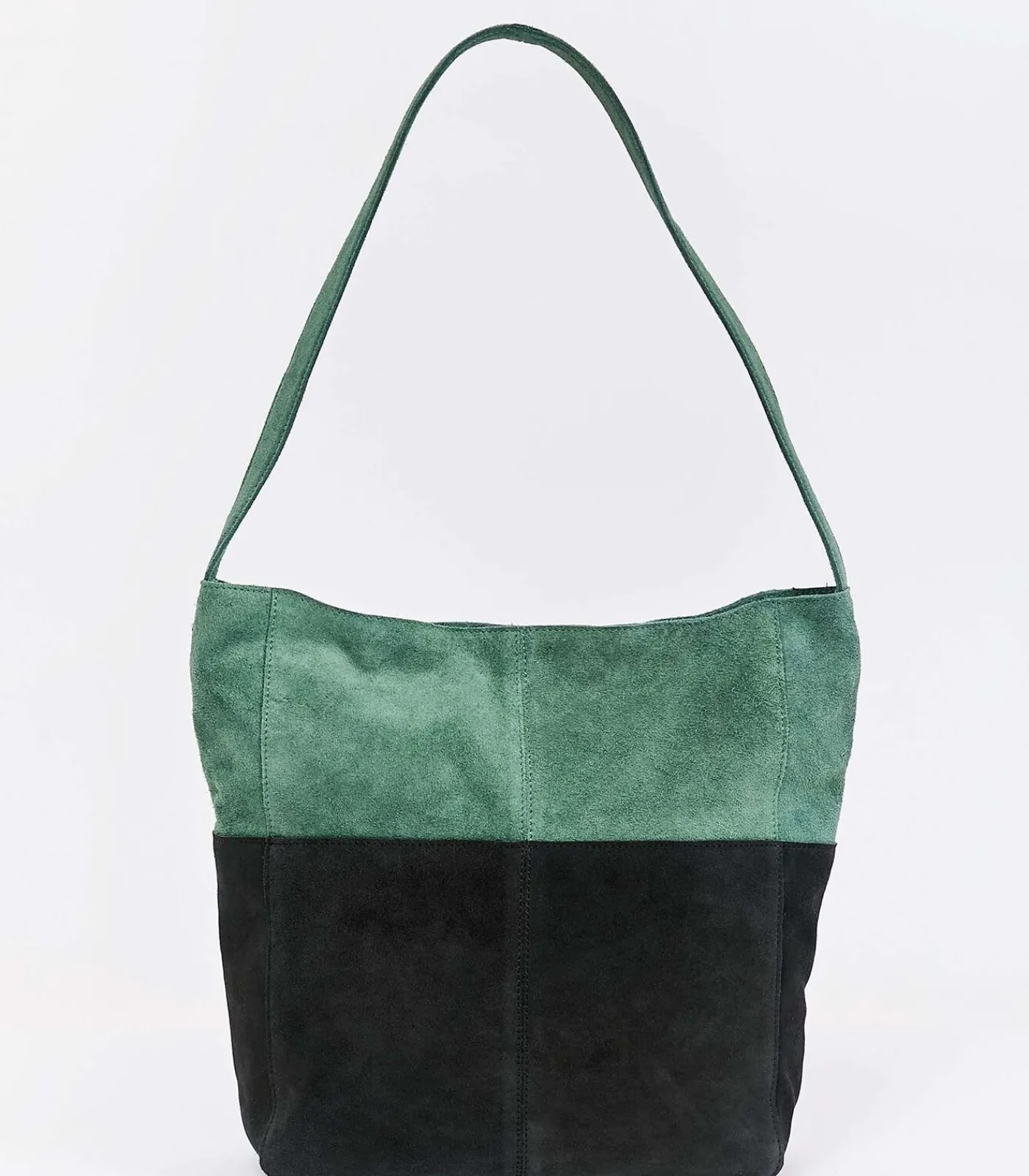 La Fiancée Twee-kleurige suède schoudertas CLOVER darkGreen Best