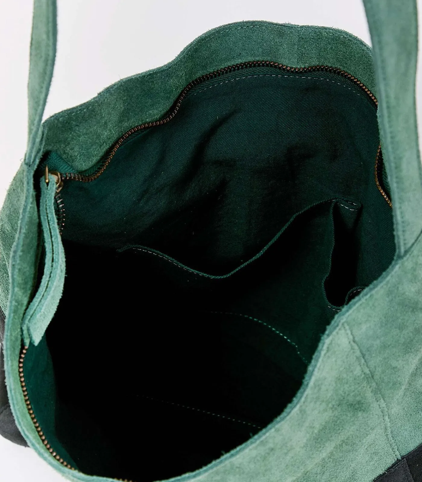 La Fiancée Twee-kleurige suède schoudertas CLOVER darkGreen Best