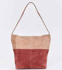 La Fiancée Twee-kleurige suède schoudertas CLOVER beige Discount