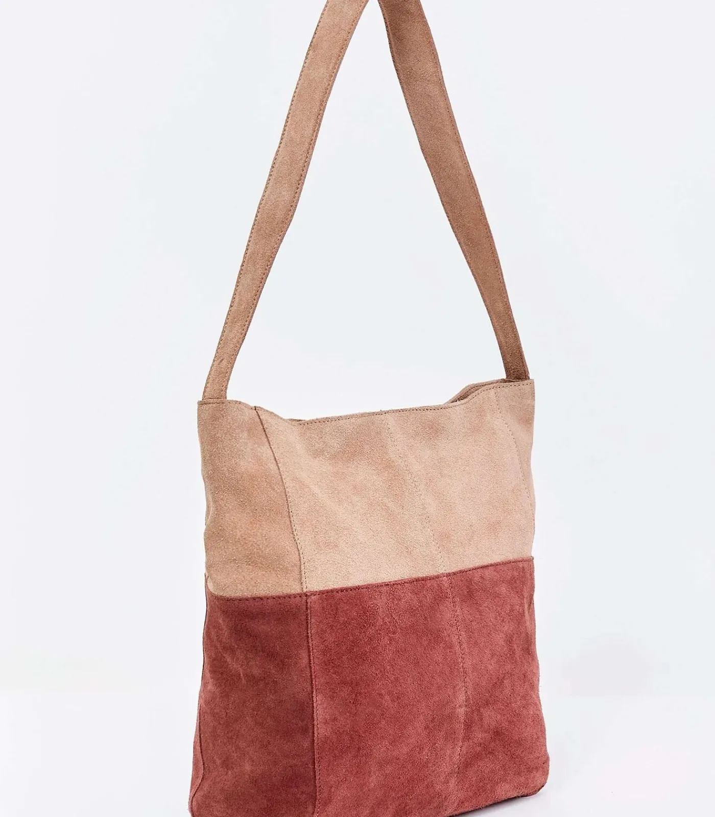 La Fiancée Twee-kleurige suède schoudertas CLOVER beige Discount