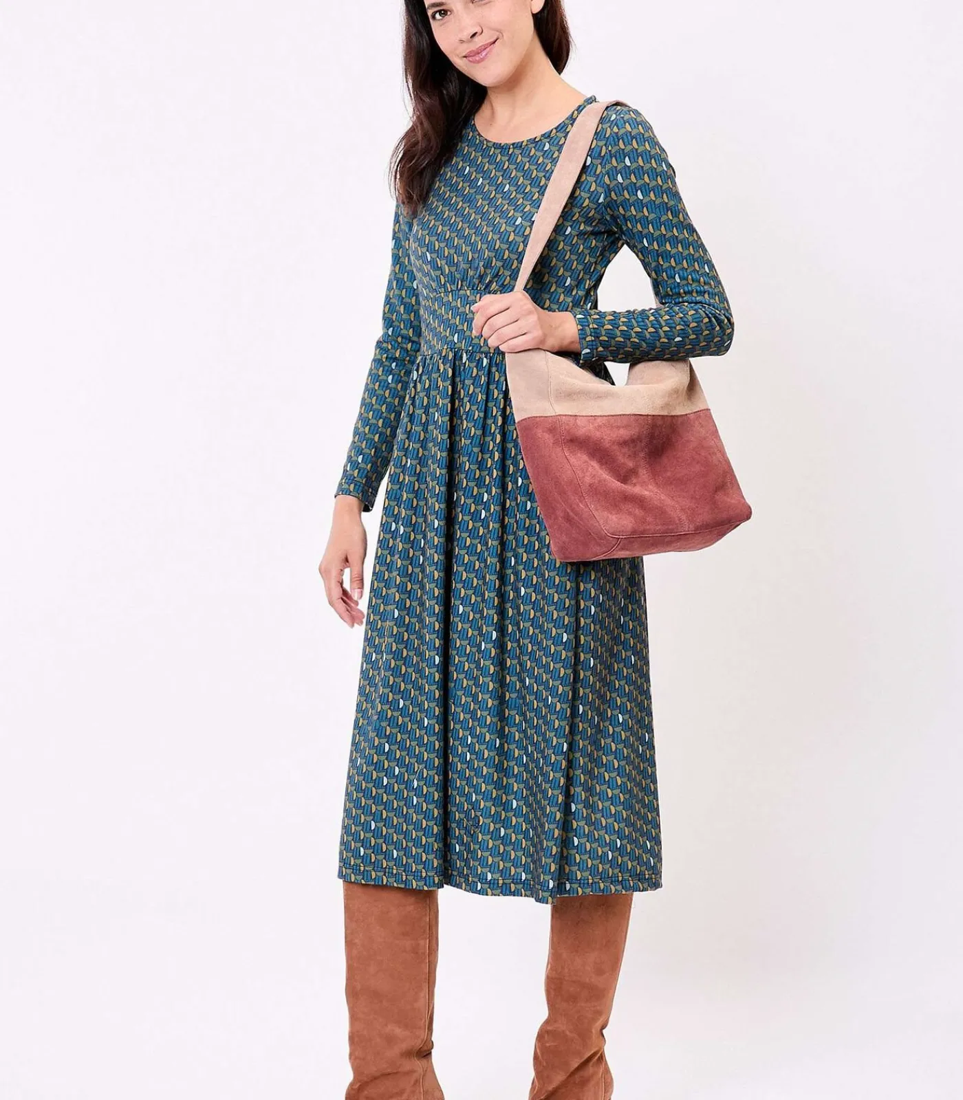 La Fiancée Twee-kleurige suède schoudertas CLOVER beige Discount