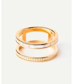 PDPAOLA Verguld zilveren ring Bianca gold Clearance