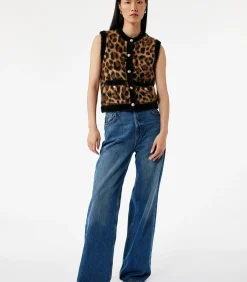 Koton Vest met luipaardprint camel Clearance