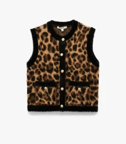 Koton Vest met luipaardprint camel Clearance