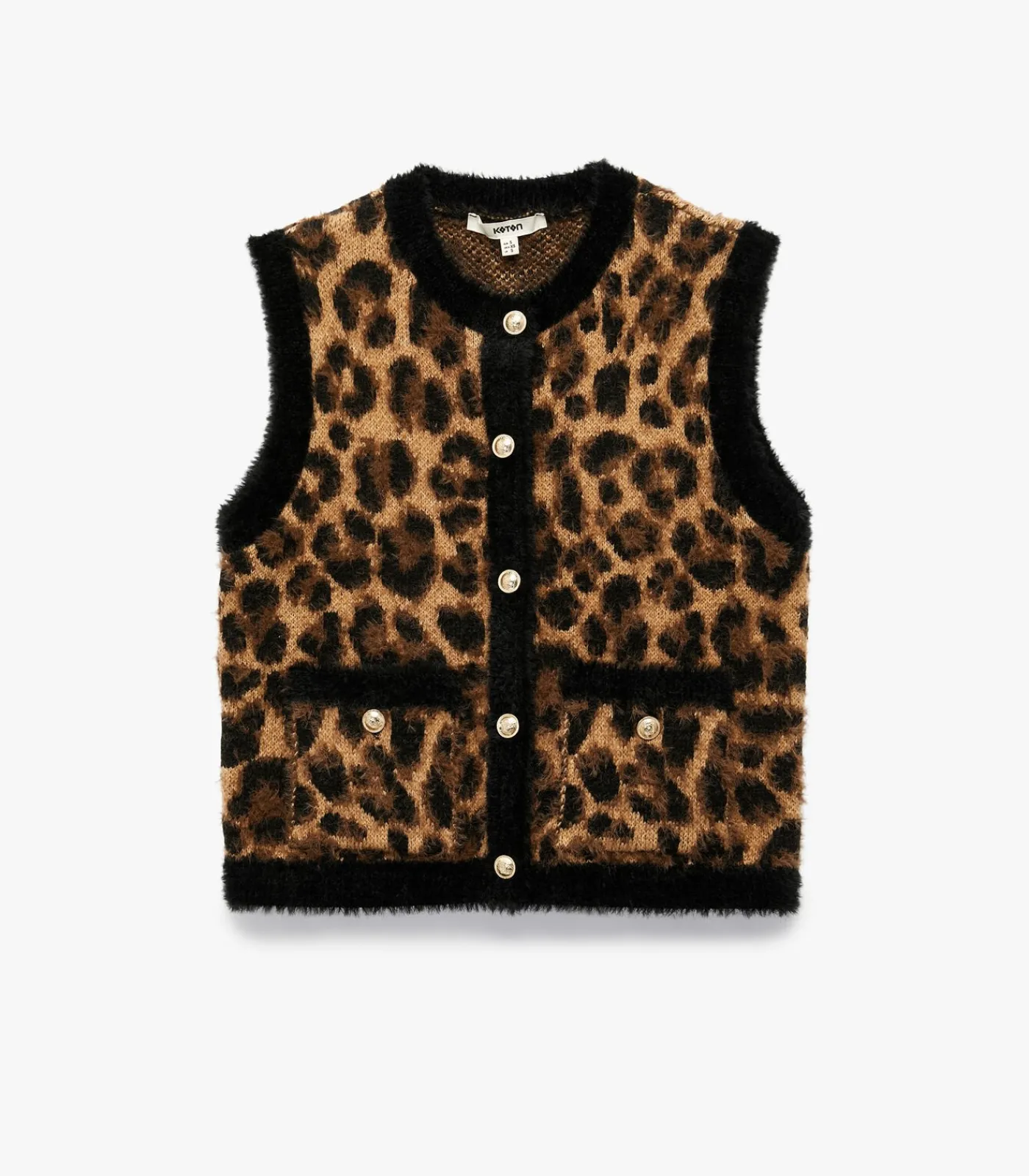 Koton Vest met luipaardprint camel Clearance