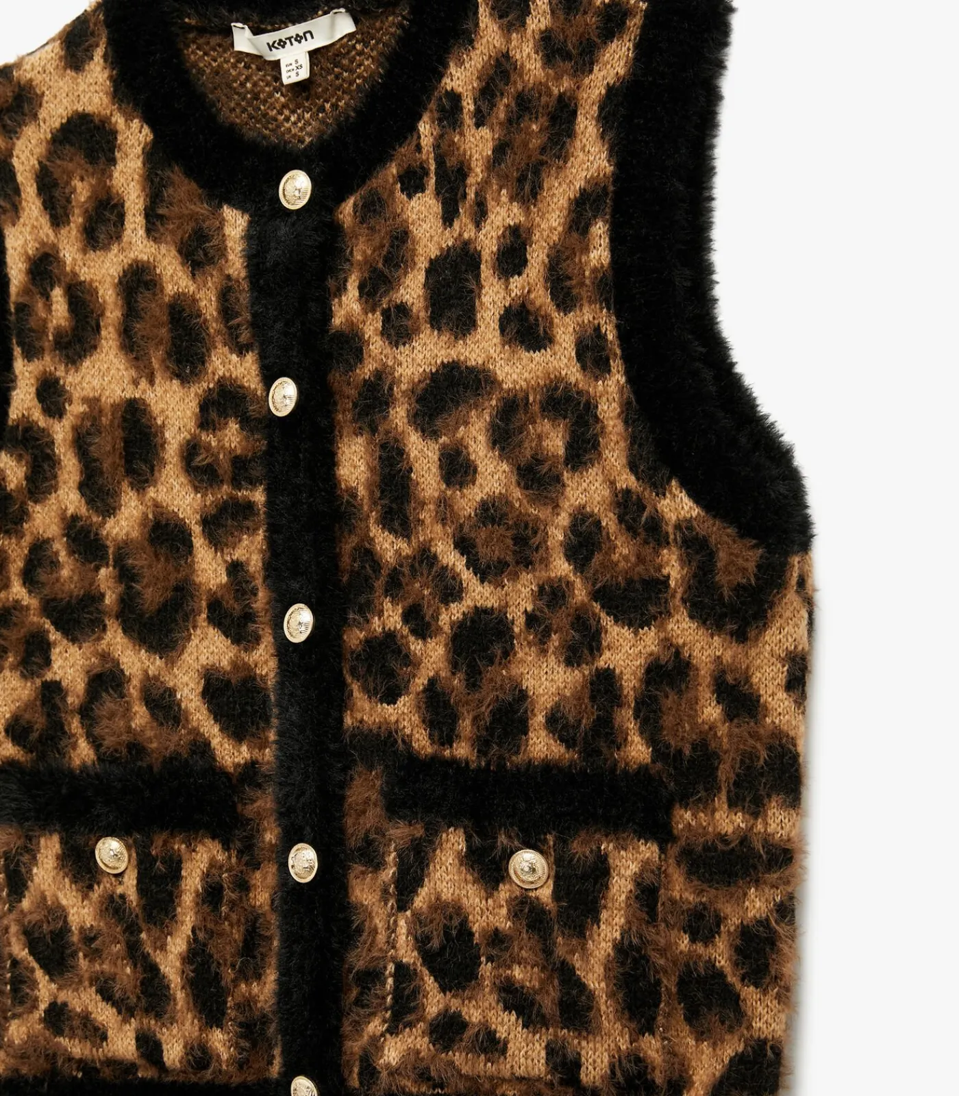 Koton Vest met luipaardprint camel Clearance