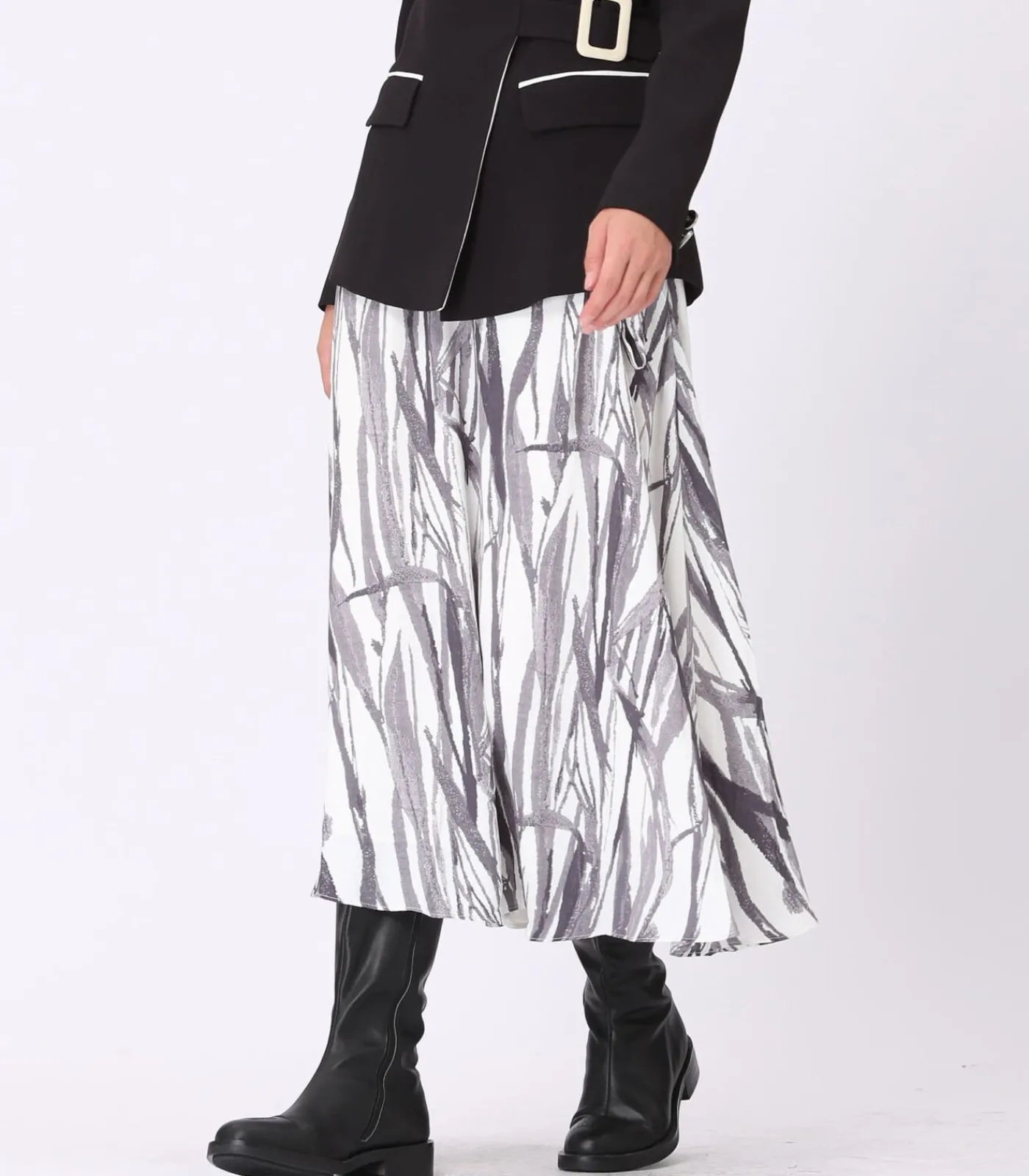 Smart & Joy Vetersluiting aan de trapeze midi-rok aan de zijkant gray Online