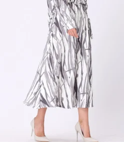 Smart & Joy Vetersluiting aan de trapeze midi-rok aan de zijkant gray Online