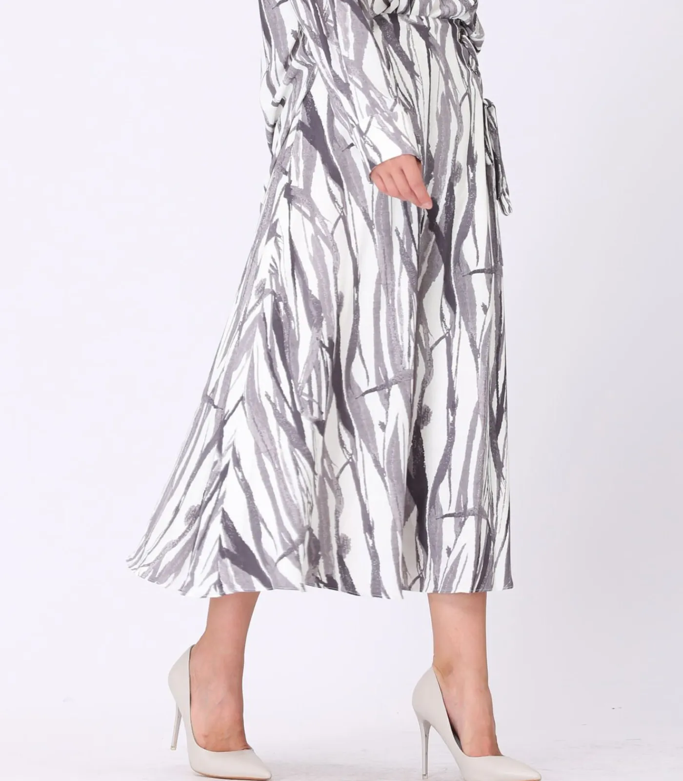 Smart & Joy Vetersluiting aan de trapeze midi-rok aan de zijkant gray Online