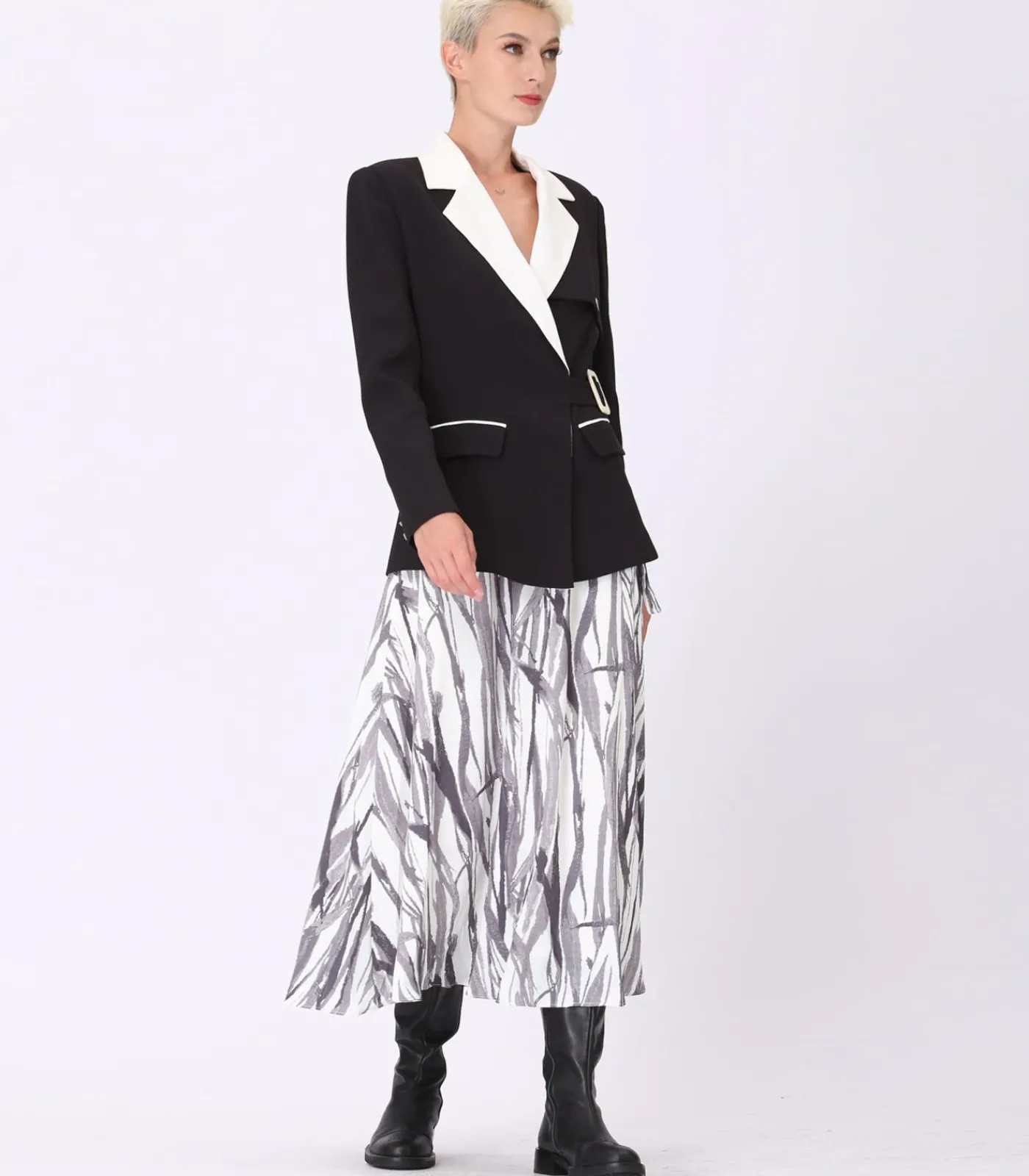 Smart & Joy Vetersluiting aan de trapeze midi-rok aan de zijkant gray Online