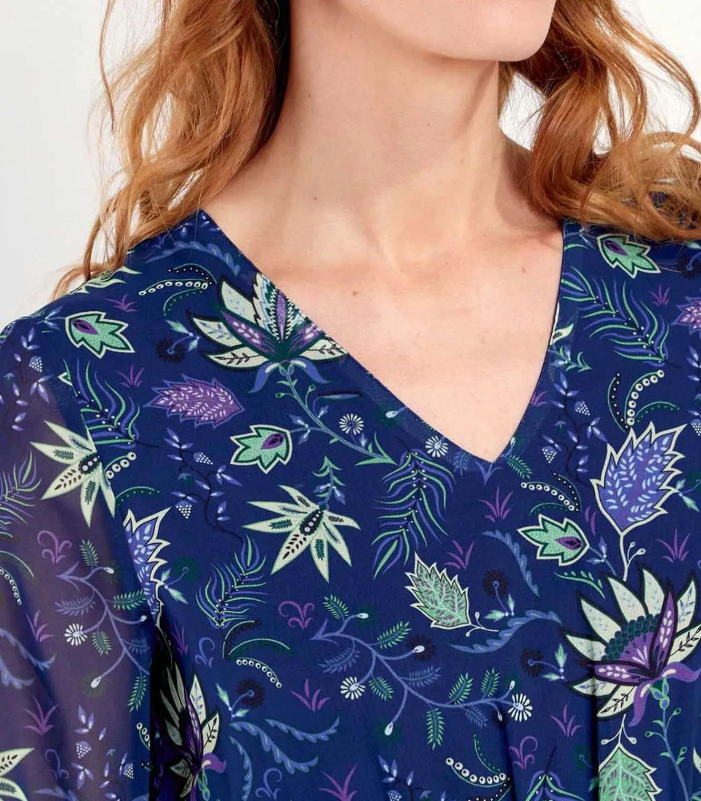 La Fiancée Vloeiende jurk bedrukte sluier DASKAL darkBlue