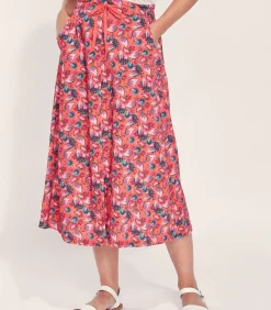 La Fiancée Vloeiende midirok ADELINA van Ecovero darkPink New