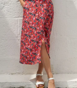 La Fiancée Vloeiende midirok ADELINA van Ecovero darkPink New
