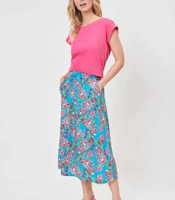 La Fiancée Vloeiende midirok ADELINA van Ecovero blue Outlet