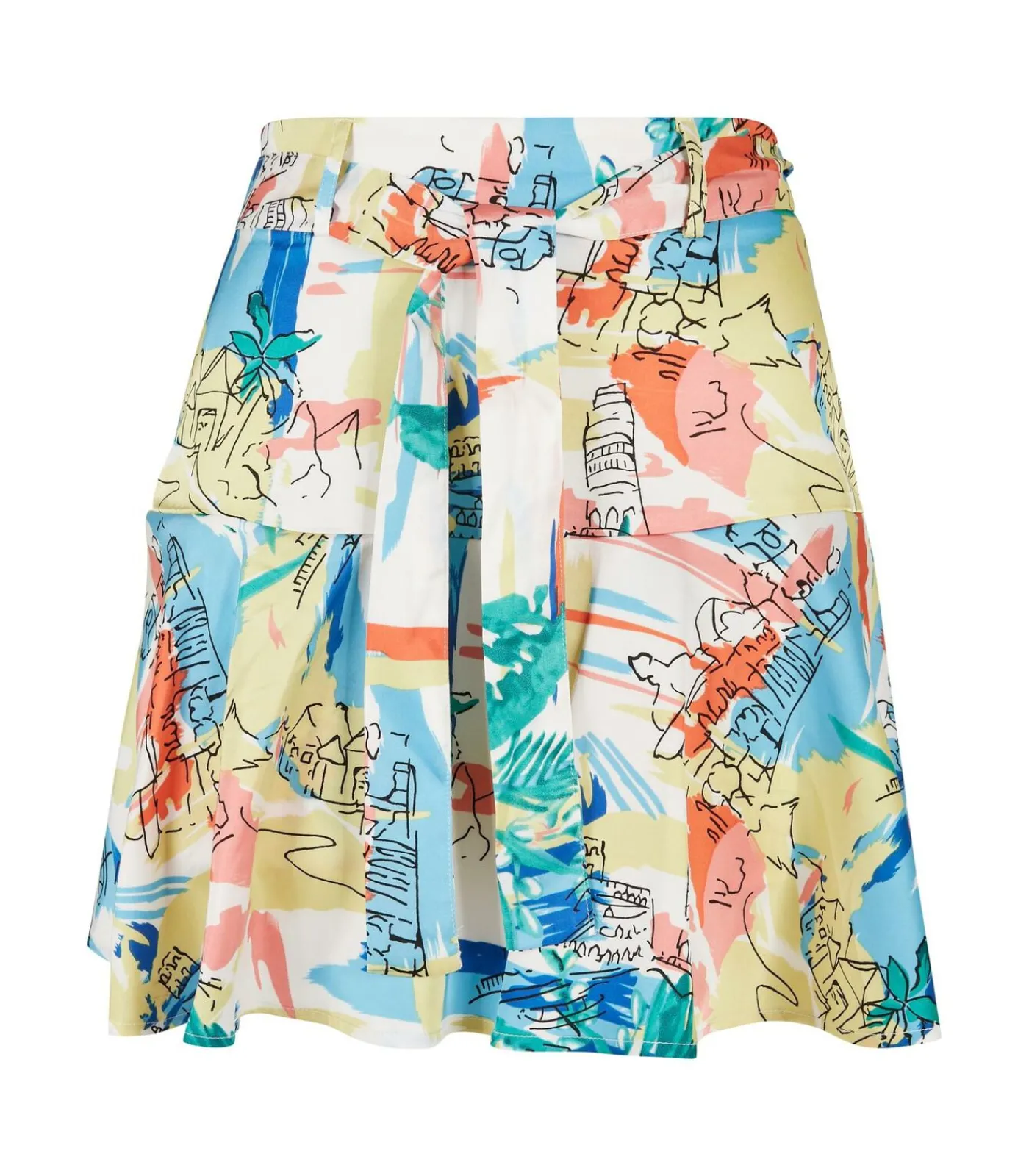Urban Classics Vrouwen aop satijnen minirok GT yellow Best