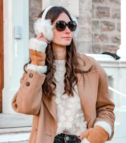 ISOTONER Warme leren dameswanten Caramel brown