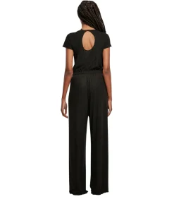 Urban Classics Wijd geribde jumpsuit voor dames black