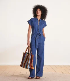 La Fée Maraboutée Wijde blauwe jumpsuit met ritssluiting blue Outlet