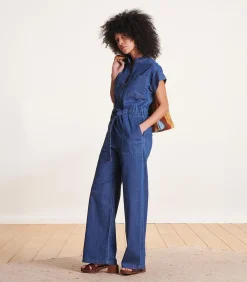 La Fée Maraboutée Wijde blauwe jumpsuit met ritssluiting blue Outlet