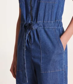 La Fée Maraboutée Wijde blauwe jumpsuit met ritssluiting blue Outlet