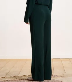 La Fée Maraboutée Wijde broek in petrolblauwe gebreide stof met elastische tailleband petrolBlue Outlet