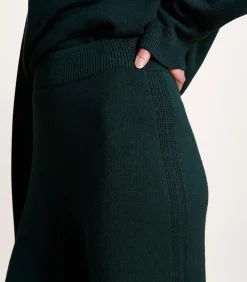 La Fée Maraboutée Wijde broek in petrolblauwe gebreide stof met elastische tailleband petrolBlue Outlet