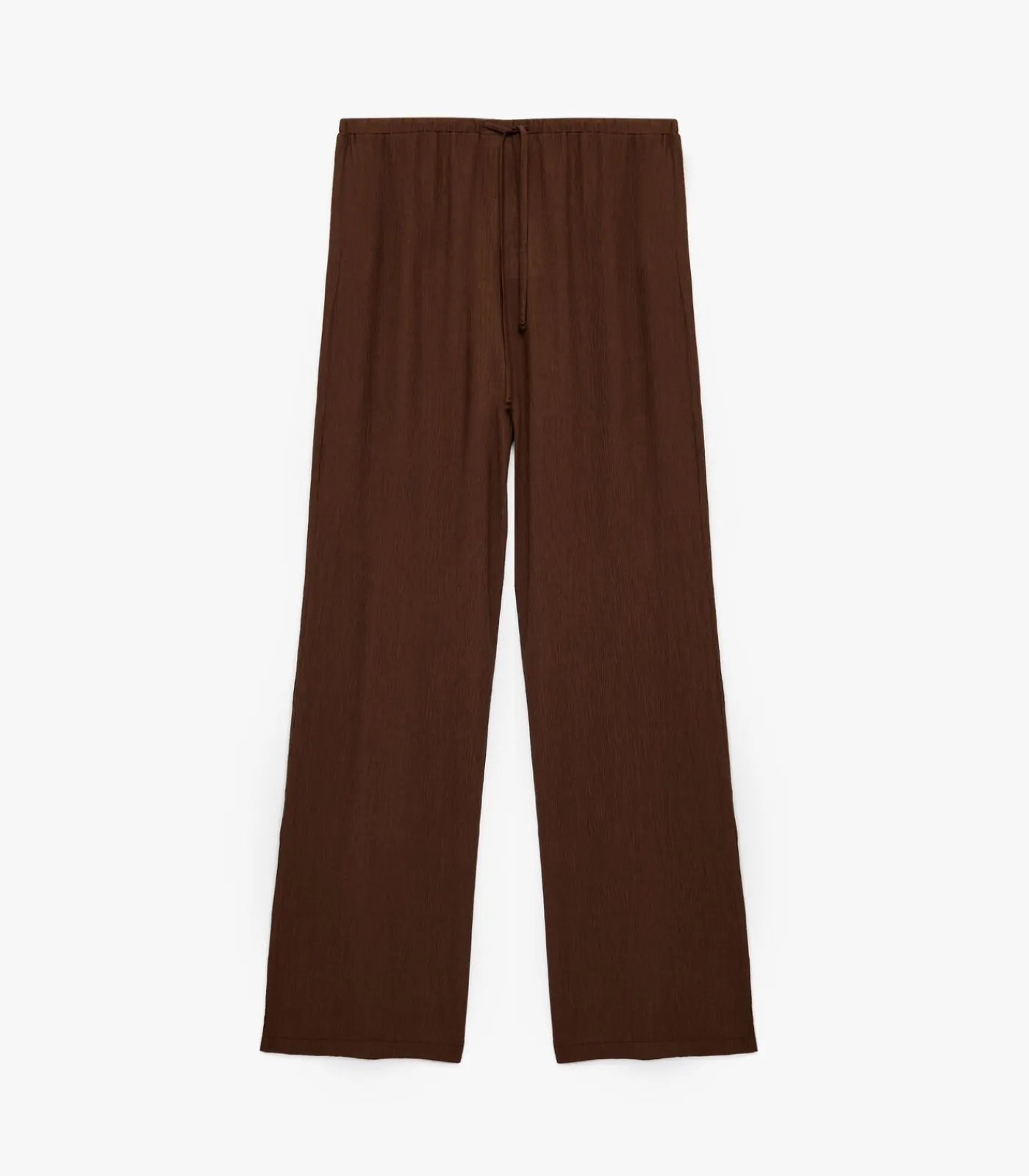 Koton Wijde Broek met Ceintuur en Krinkelstof brown