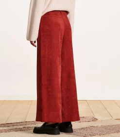 La Fée Maraboutée Wijde cropped broek van terracotta ribfluweel red Best