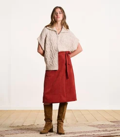 La Fée Maraboutée Wikkelrok van ribfluweel terracotta red Clearance