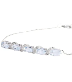 MES BIJOUX Witgouden armband met diamanten en topaas New
