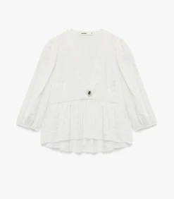 Koton Witte Blouse V-hals 3/4 Mouwen Peplum white New