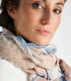 Marie Méro Zachte sjaal in blauw en cognac blueJeans