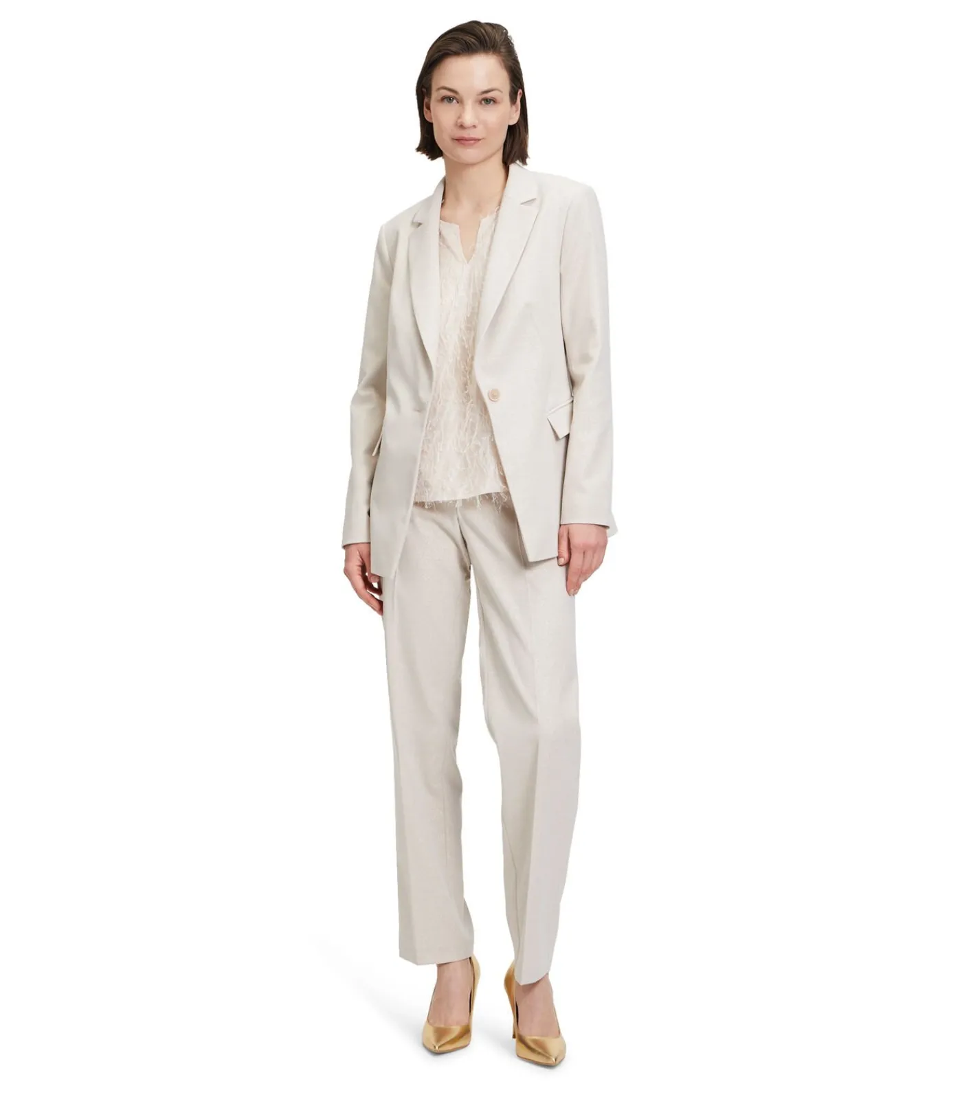 Betty & Co Zakelijke blazer beige Outlet